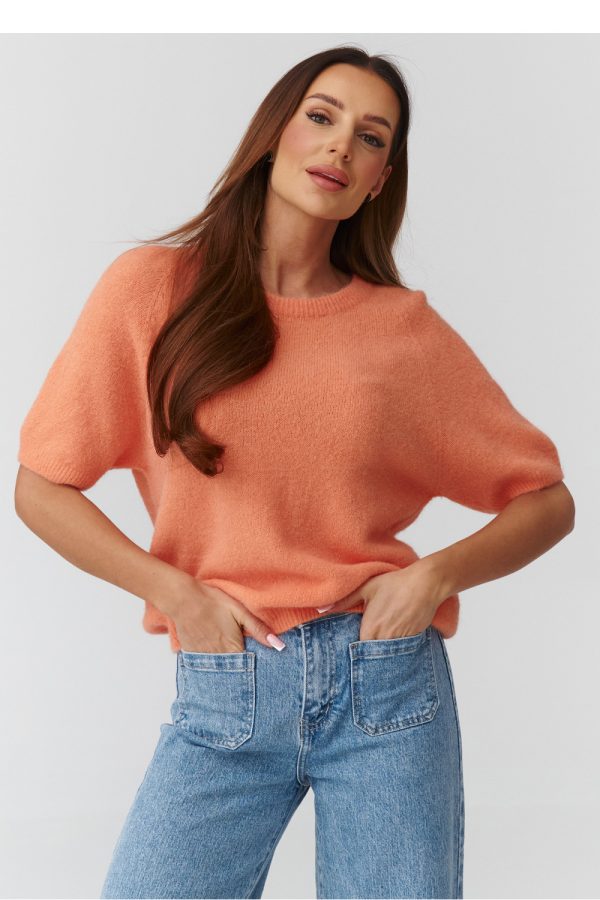 Short sleeve sweater model 224080 Makadamia